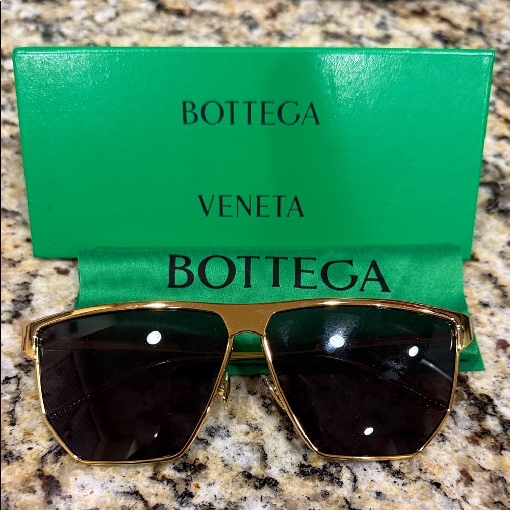 Bottega Veneta Black and Gold Sunglasses